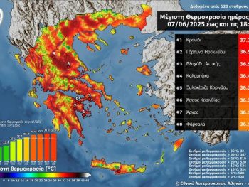 Σε υψηλά επίπεδα διατηρήθηκε η θερμοκρασία το Σάββατο 07/06 - Στους 37 °C ο υδράργυρος