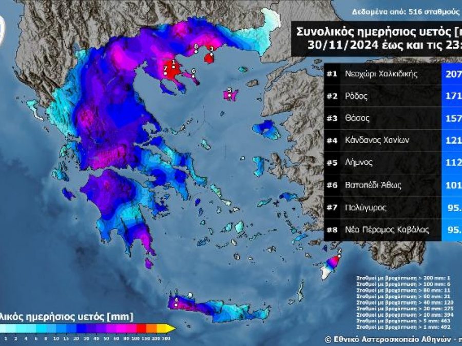 Σε εξέλιξη η Κακοκαρία Bora: Μεγάλα ύψη βροχής και θυελλώδεις άνεμοι