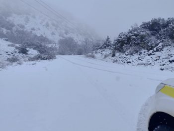 Κλειστός ο δρόμος προς Φανερωμένη λόγω έντονης χιονόπτωσης