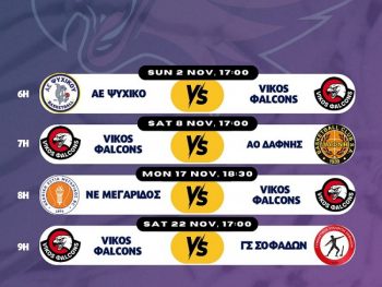 Νοέμβριος με δυνατές μάχες για τους Vikos Φalcons